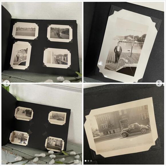 Vintage Snapshots Photograph Black Scrapbook BW Family Photos Dog Bicycle Car - Picture 7 of 10